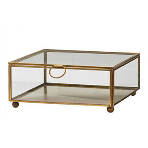 Mini Caja de Cristal Transparente con Marco de Latón y Cadena con Acabado Dorado en 2 Piezas para Decoración de Mesa de Hogar y Oficina y Cajas Multiusos - Product Image 2