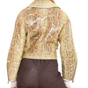 Femmes hiver véritable peau de mouton motard veste en cuir Style Antique crochet fermeture à glissière coupe-vent respirant Animal tissu - Product Image 2