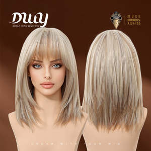 MiraScalp <b>14</b>-<b>Inch</b> Short Platinum Blonde Bob <b>Wig</b> with Transparent Lace Magnolia-DWY - Product Image 3