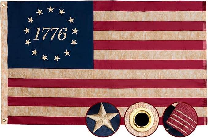 ธงเบ็ตซี่รอส 1776 ขนาด 3x5 ฟุต ลายชา