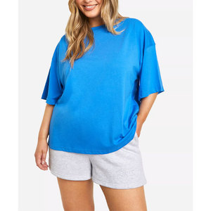 Nouvelle mode 100% coton t-shirts pour femmes dernier style vêtements décontractés épaule tombante t-shirt surdimensionné pour les femmes - Product Image 1