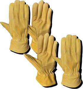 Guantes de trabajo de cuero de piel de cabra, duraderos y transpirables para todo tipo de clima y flexibles, agarre antideslizante para conducción de camiones y trabajo - Product Image 1