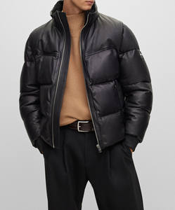 Veste matelassée en toile pour homme de haute qualité à col montant, couleur unie, imperméable, coupe-vent, respirante, avec capuche, pour l'hiver - Product Image 1