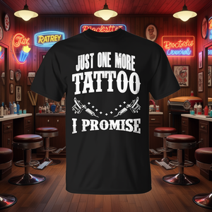 Camiseta Promocional de Color con Diseño de Tatuaje Rockabilly 'Just One More' con Promesa - Product Image 3