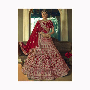Meilleure vente traditionnel ethnique indien pakistanais Lehenga & Dupatta ensemble filet lourd avec broderie couture complète tenue de fête - Product Image 1