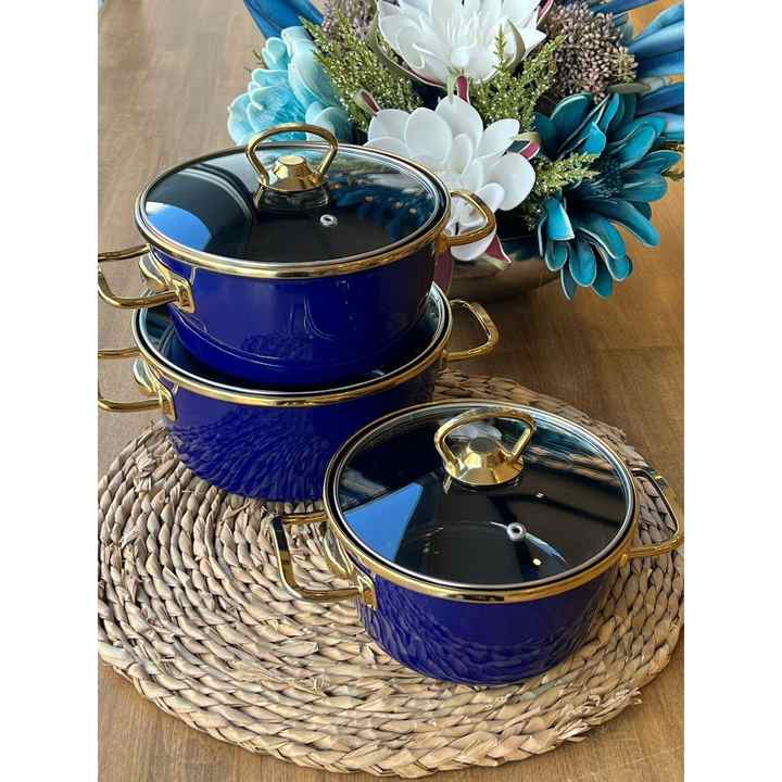 Blue Enamel 6 Piece Cookware Set