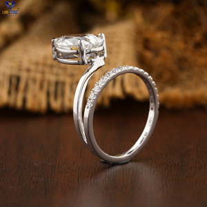 2,64 TDW Pera y corte brillante redondo Banda de diamantes para mujer Oro blanco de 18 quilates Diamante certificado/no certificado Diamante Cvd - Product Image 5