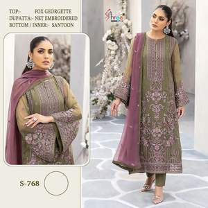 Vêtements de soirée Sexy Premium Quality Heavy fausse Georgette Salwar Kameez With Sequence Embroidery Work Indian Exportateur And Supplier - Product Image 4
