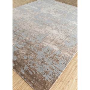 Tapis Kavi gris et noir noué à la main en laine et soie de bambou, épaisseur 10 mm, motif abstrait rectangulaire pour la maison, le couloir, projet Error Esk-431 - Product Image 2
