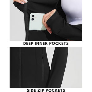 Veste de sport légère à fermeture éclair intégrale pour le yoga, mélange de nylon et de spandex extensible, haut de sport confortable pour femmes - Product Image 3