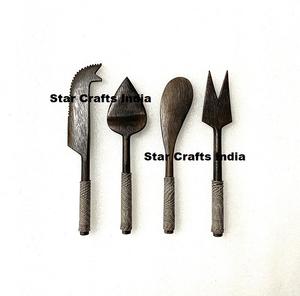 Couverts en acier inoxydable personnalisés avec poignée en osier multicolore service de vaisselle 5 pièces couverts tissés à la main poignée en rotin vaisselle - Product Image 3