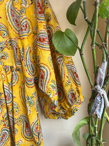 Bohème Floral coton Maxi robe main bloc imprimé indien ethnique tenue décontractée avec gland et bouton décor 100% coton matériel - Product Image 6