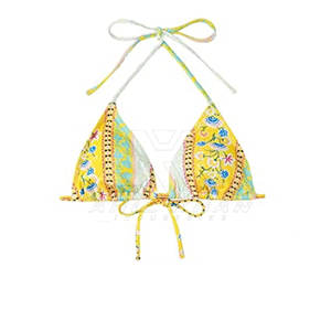 Maillot de bain deux pièces personnalisé pour femme : Haut imprimé et bas uni, extensible, pour la plage – Ensemble de bain OEM ODM Usine - Product Image 5