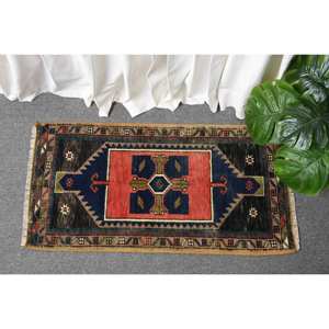 Tapis Kilim classique rouge noir de grande taille de 1.5x2,8 pieds en laine avec support en latex en forme de rectangle pour couloir-Tapis turc - Product Image 1