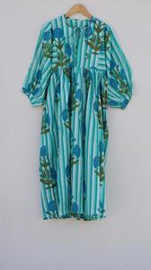 เดรสมิดิผ้าฝ้ายพิมพ์ลายดอกไม้สำหรับผู้หญิงทรงหลวมสไตล์ฤดูร้อนลำลองทรงหลวม - Product Image 6