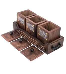 ภาชนะไม้และชุดขาตั้งสำหรับชากาแฟและน้ำตาลโถเครื่องปรุงอาหารและเครื่องเทศสำหรับเสิร์ฟน้ำตาลและกระดาษ - Product Image 4