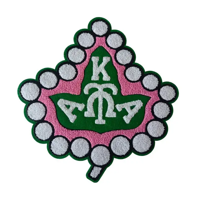 縫い付けパッチギリシャ文字ソロリティピンクとグリーンの刺Embroideredパッチ