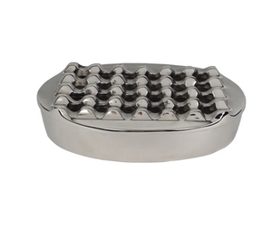 Stylish Gold White Color Oval Ashtray with Modern Design Perfect for Home Bars Restaurants Offices and Trendy Bar Supplies - Product Image 3