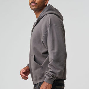 Sweats à capuche zippés pour hommes personnalisés, 100% coton, col à capuche, poids lourd 500GSM, style ample, streetwear tendance, service OEM - Product Image 3