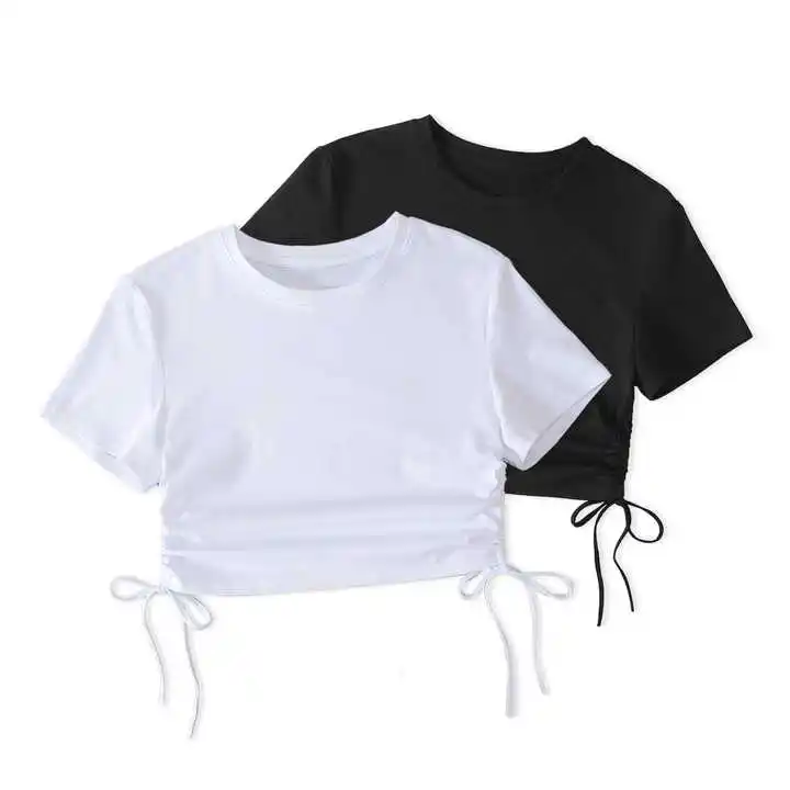 New Design Ladies Summer 220gsm Cotton Crop Top T Shirt Custom Printing Women Custom Demand Crop Top