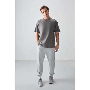 Camiseta Básica para Hombre en Gris Oscuro, 100% Algodón, Gruesa, Suave, Texturizada, Corte Holgado, Tejido Jersey-88353 - Product Image 5