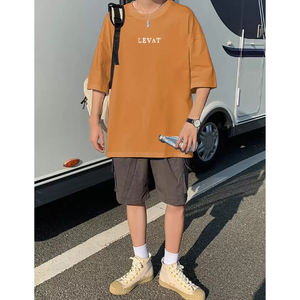 T-shirt décontracté d'été pour hommes à la mode T-shirt tricoté surdimensionné imprimé Hip Hop coupe ample col de style High Street vente en gros - Product Image 3