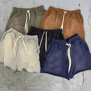 Pantalones cortos de estambre transpirables deportivos personalizados informales para hombre, bordado lavado con ácido de diamantes de imitación, estampado ecológico sólido - Product Image 6