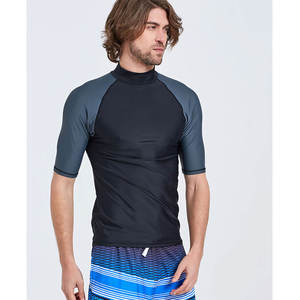 High Quality Sublimation <b>Printed</b> Short Sleeve Men's Rash Guard Custom OEM <b>Surfing</b> & Swimming UV Protection Shirt - Product Image 4