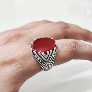 Nouvelle bague pour hommes exclusive pierre précieuse cornaline naturelle bague de naissance toutes les tailles bijoux de noël ottoman bague en argent Sterling 925 - Product Image 3