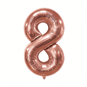 Ballon chiffre 8 rose doré 45 cm pour décoration de fête - Product Image 2
