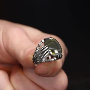 Anillo de Hombre Azuris de Plata de Ley 925 Hecho en Turquía, Estilo Otomano, Modelo de Piedra Natural VALKH1975 - Product Image 3