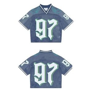 เสื้อครอปสำหรับผู้ชายเสื้อฟุตบอลเบสบอลเสื้อกีฬาผ้าตาข่ายพิมพ์ลายสกรีนเสื้อผ้าออกแบบได้ตามต้องการ - Product Image 3