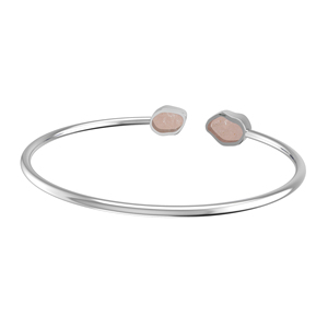 Bracelets ajustables tendance en argent sterling 925 de qualité supérieure, finition haut de gamme, quartz rose brut, serti en forme de bezel, cadeau pour femme - Product Image 4