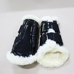 Tendon de cheval en cuir verni professionnel 5 étoiles et bottes de brossage équipement de protection des jambes d'équitation équestre - Product Image 2