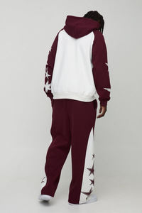 Chándal de 2 Colores, 100% Algodón, Logotipo Estampado, Chándal Extra Grande con Pantalones Apilados y Sudadera con Cremallera para Hombre - Product Image 2