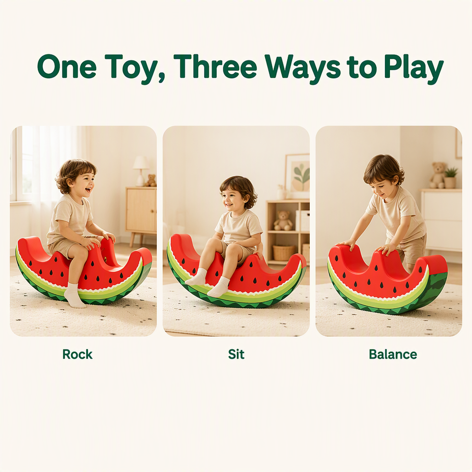 Rocking Boar Watermelon Shaped PU Foam Rocking Toy Soft Play Balance Board for Kids ...