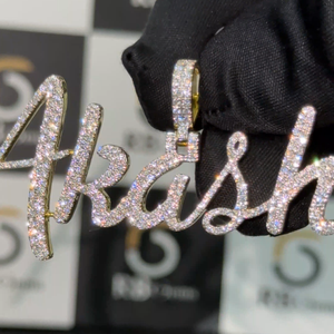 Colgante de Letra Cristiana Completamente Engastado, Chapado en Oro Rosa, Joyería Hip Hop con Nombre Personalizado, Colgantes Finos de Moissanita VVS para Hombre, Estilo Rapero - Product Image 4