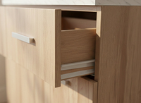 Armoire de rangement de cuisine moderne et simple en chêne blanc et marbre, en panneaux de particules MDF 15/25mm, fabriquée en Malaisie, avec portes à étagères ouvertes