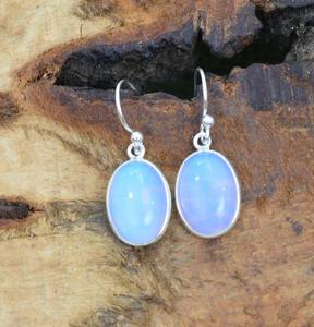 Handmade Classical Earrings 925 <b>Solid</b> <b>Silver</b> Jewelry For Women 925 Sterling <b>Silver</b> Milky Opalite Gemstone Boho Style Earrings - Product Image 3