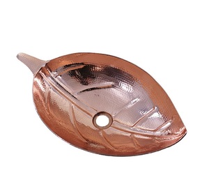 Fregadero de barra de cobre de hoja de otoño Recipiente brillante Fregadero de cobre de cocina Fregadero de cobre hecho a mano de doble pared Fabricante mate Proveedor - Product Image 1