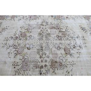 พรมวินเทจขนาด 6.6x9.9 ฟุต พรมตุรกีขนาดใหญ่ พรมขนสัตว์สีขาวลายปะติด - Product Image 4