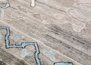 Tapis d'intérieur Oushak contemporain moderne, noué à la main en laine/soie, design turc original, taille personnalisée, motif abstrait, lavable - Product Image 4