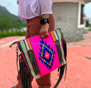 Aztec Saddle Blanket Hand Tolled Carving Fringe <b>Sling</b> Bohemian Aztec Fabric <b>Bags</b> Stylish Collection Hot Selling <b>Bags</b> <b>for</b> <b>Women</b> - Product Image 5