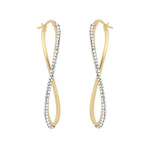 Pendientes de Aro Estilo Ola de Alta Calidad al por Mayor, Amarillos con Cristales, Chapados en Oro de 18K, Plata de Ley 925 - Product Image 1