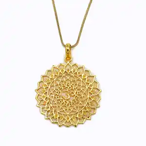 Modis 18k berlapis emas Om kalung liontin Siwa bahan kuningan perhiasan India hadiah pesta lucu perhiasan pernikahan Barat