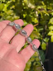 สร้อยข้อมือธรรมชาติทรงรีมรกต5หินรัศมี925เงินสเตอร์ลิงปรับได้ไอเดียของขวัญที่ดีงามสำหรับเครื่องประดับที่สง่างามของเธอ - Product Image 6