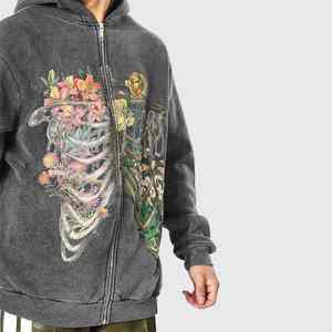 Sudadera con capucha lavada con ácido de gran tamaño personalizada para hombre 100% algodón pesado Vintage lavada sudaderas con capucha al por mayor - Product Image 5