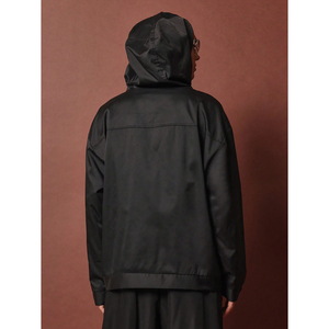 Veste coupe-vent en toile légère Y2K OEM avec logo coupe régulière et sweat à capuche en nylon avec cordon de serrage pantalon plissé à jambe large - Product Image 3