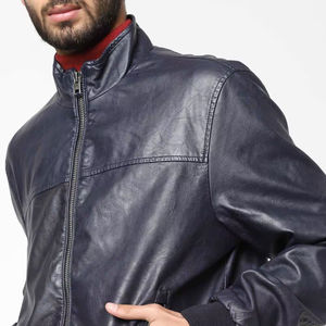 Chaqueta impermeable cómoda de cuero genuino para hombre hecha en fábrica chaqueta de cuero de motorista para hombre de estilo único pesado - Product Image 6