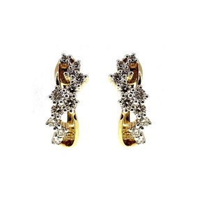 Boucles d'oreilles mignonnes pour femmes en or jaune 18 carats de haute qualité avec réglage de griffe de diamant pour cadeau de fête de mariage - Product Image 1